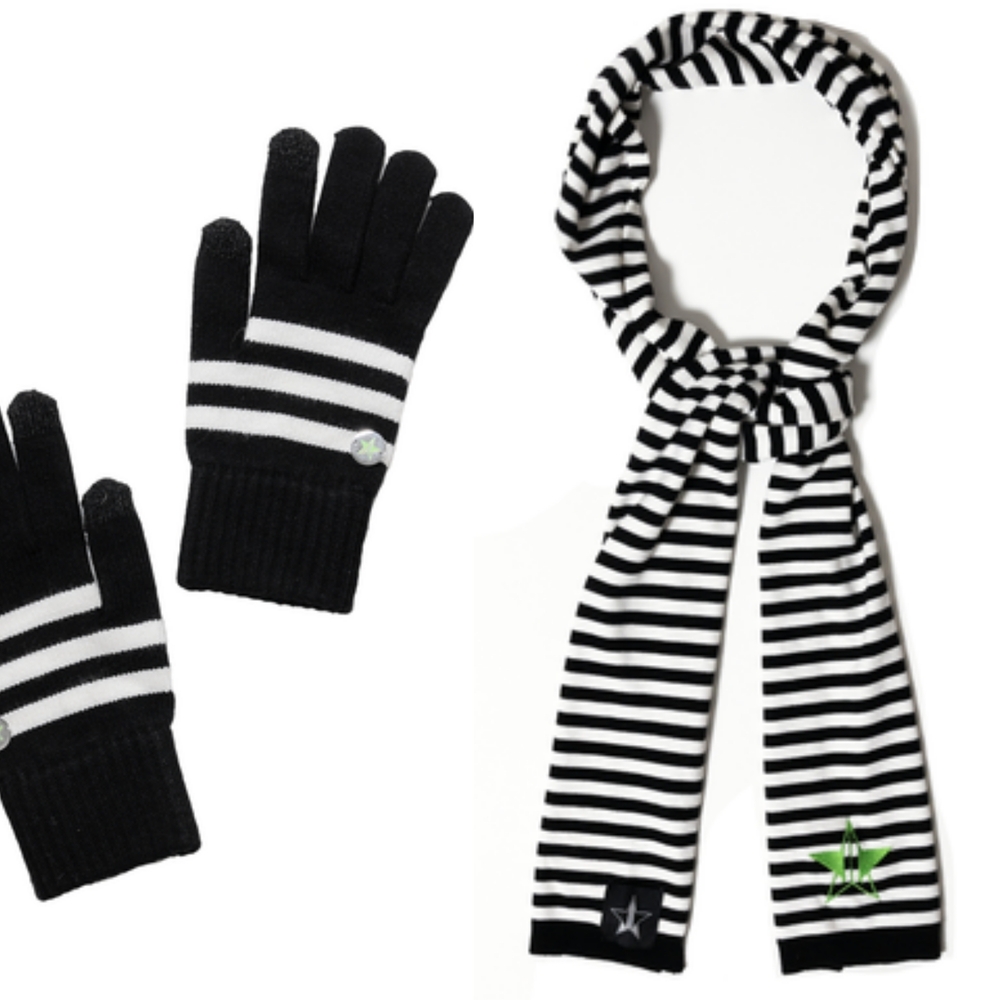 Limited Edition Jeffree Star Black & White Touch Screen Gloves & Scarf Set